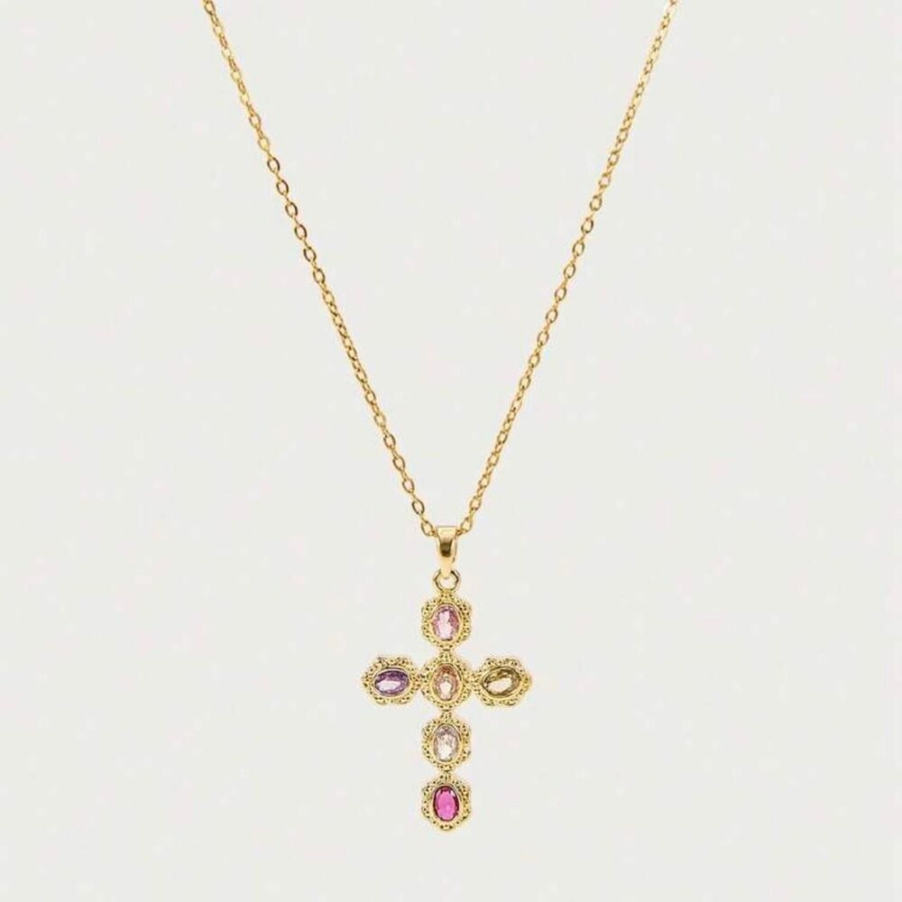 multicolor cross necklace D17